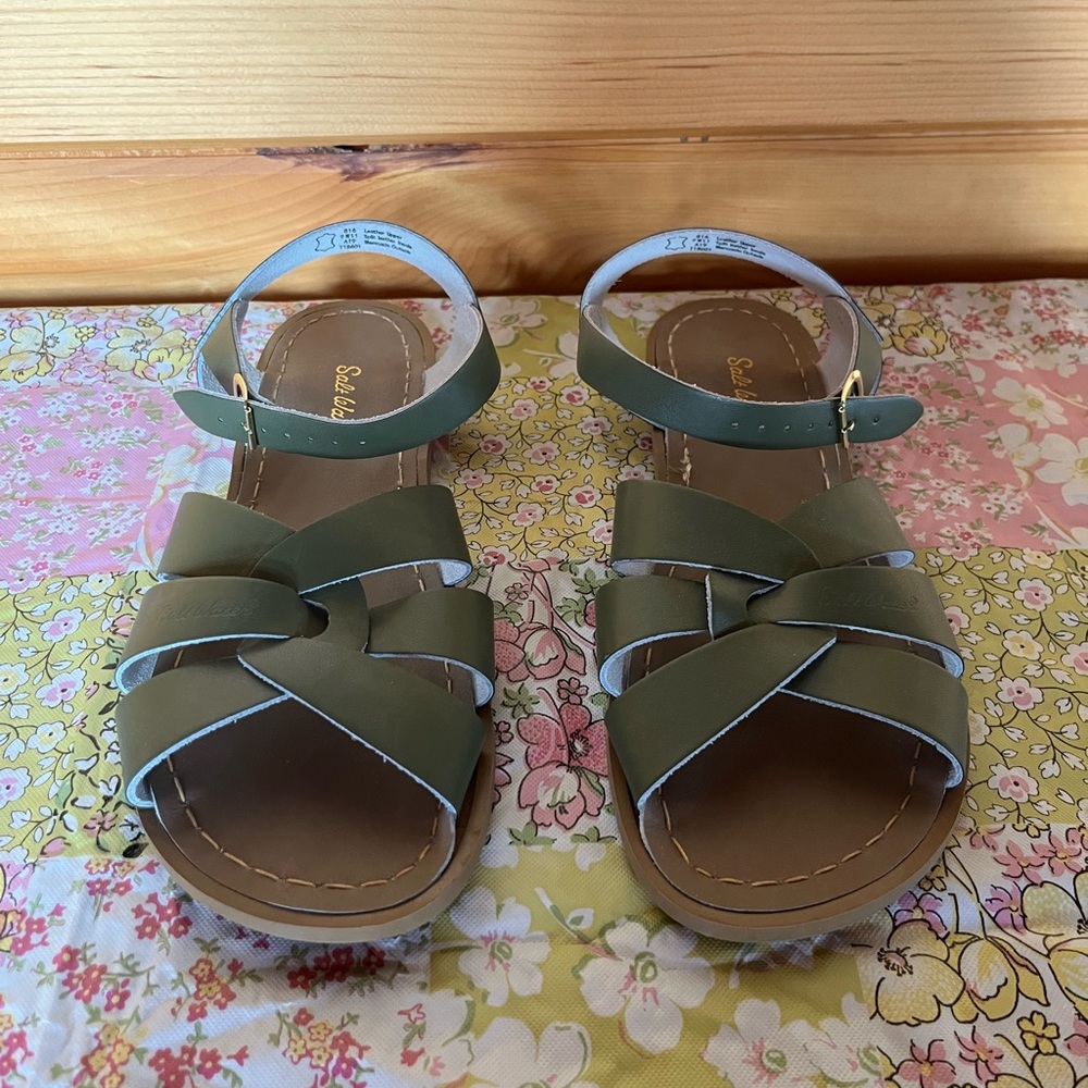 Olive Green Saltwater Sandals - Waterproof Leather Beach Sandals